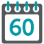 Icon of a calendar with the number 60